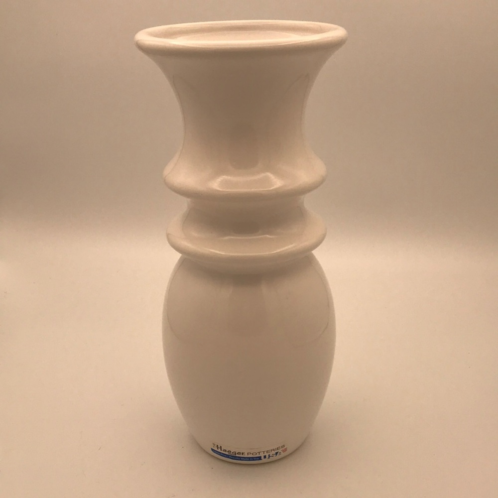 Haeger Tall White Ceramic Vase w/ Stickers‎